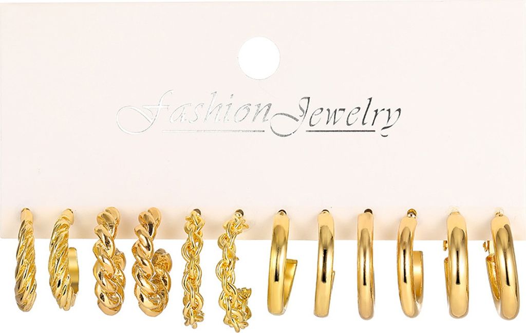 Paar C-förmige Ohrringe, schicke Ohrringe aus Goldlegierung, einfacher geometrischer Twist-Schmuck für Frauen und Mädchen, Geschenk