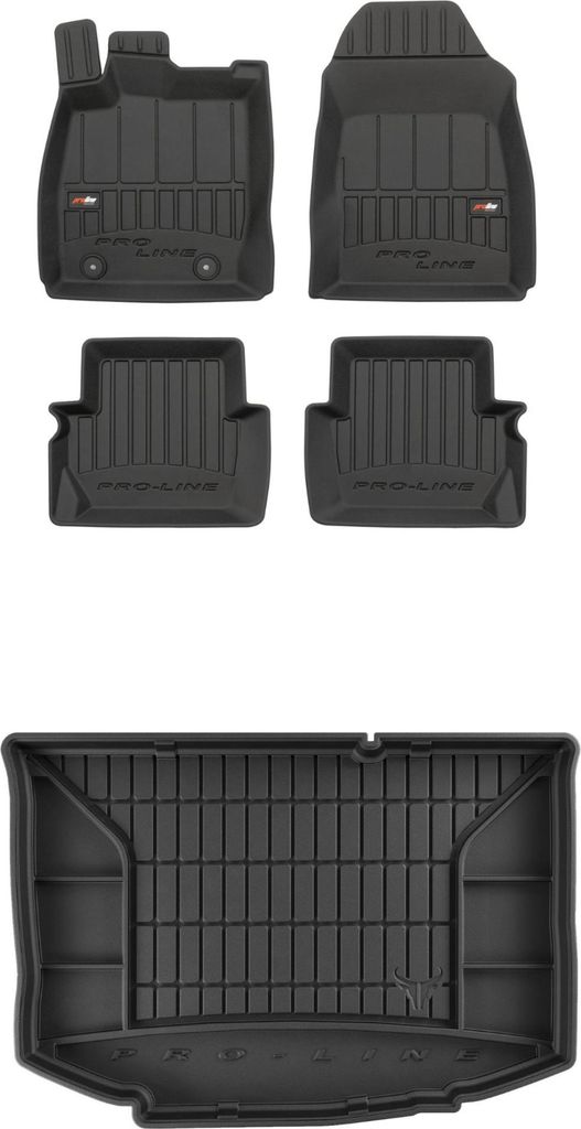 FROGUM Gummimatten Auto Fußmatten + Kofferraummatte für Ford Fiesta VI 2008-2017