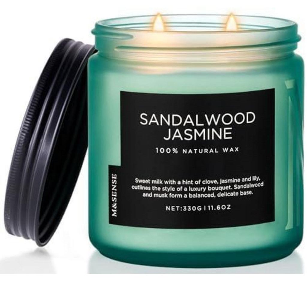Candela profumata Sandalo e Gelsomino, 330g. Fragranza Immagine del prodotto 