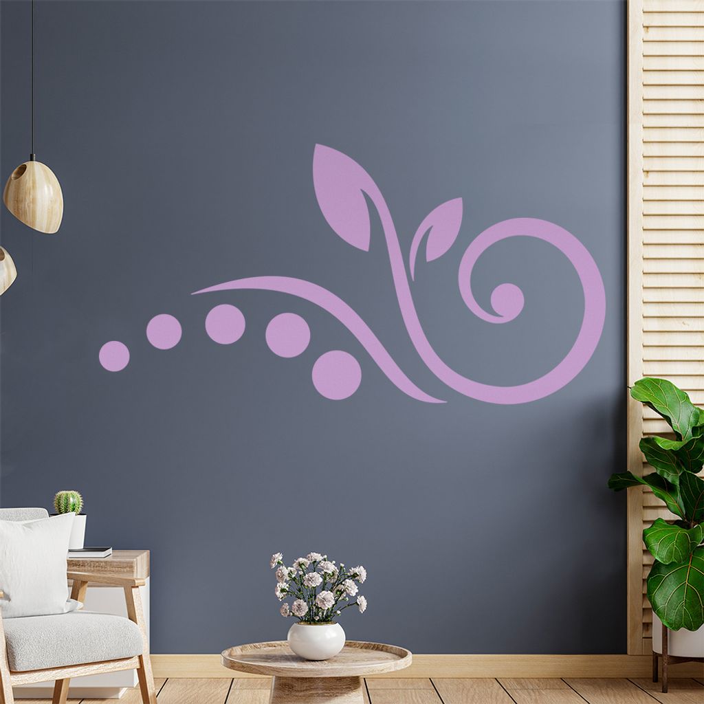 Blume - Linien Punkte Wandtattoo in 6 Größen - Wandaufkleber Wall Sticker - Dekoration, Küche, Wohnzimmer, Schlafzimmer, Badezimmer