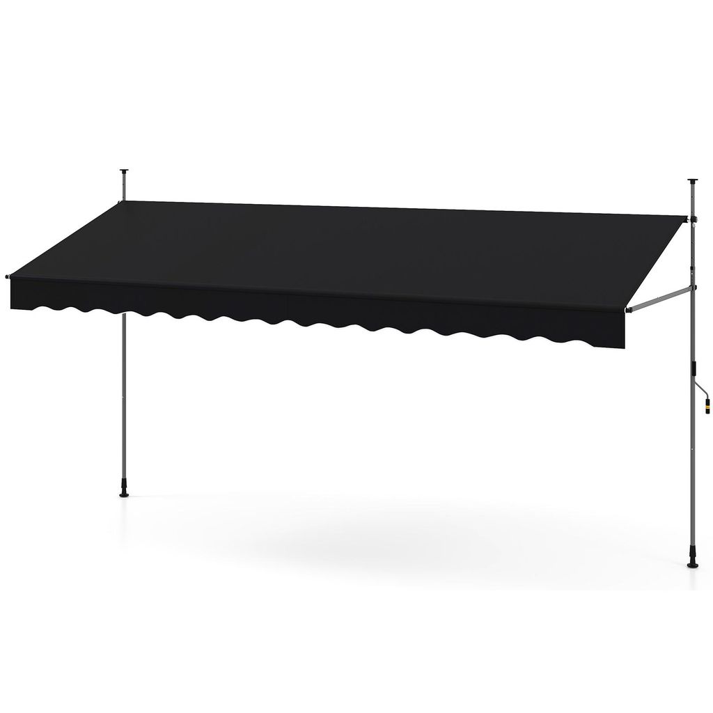 COSTWAY Klemmmarkise, 400cm Balkonmarkise ohne Bohren mit Handkurbel, Höhenverstellbar & UV-beständig, Markise Sonnenschutz Outdoor, Schwarz