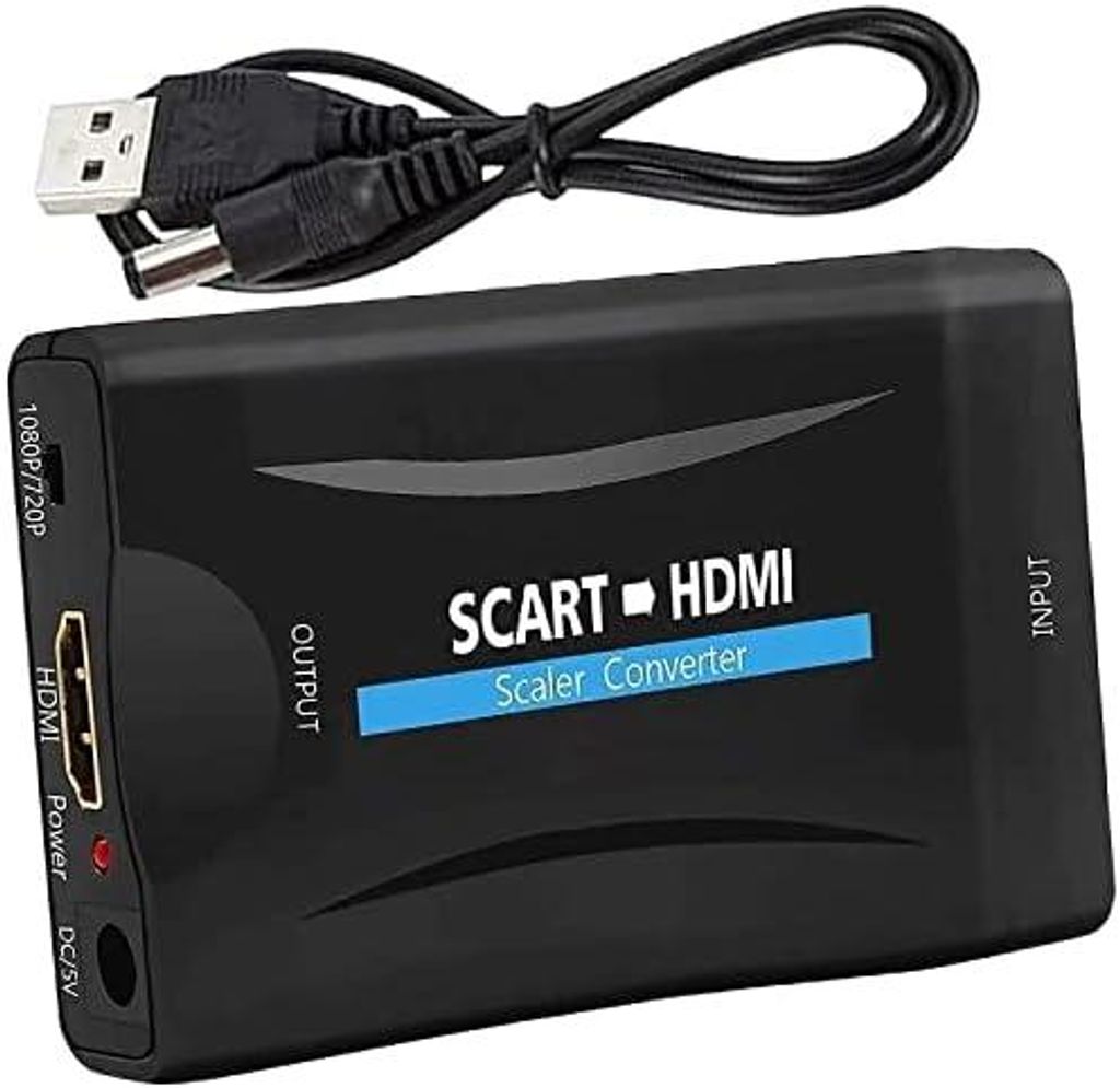 Scart zu HDMI Konverter Adapter - Video Audio Converter HD 720p/1080p Ausgang für Projektor, Monitor, HDTV, STB, VHS, Xbox, PS3, Sky, Blu-ray, DVD...