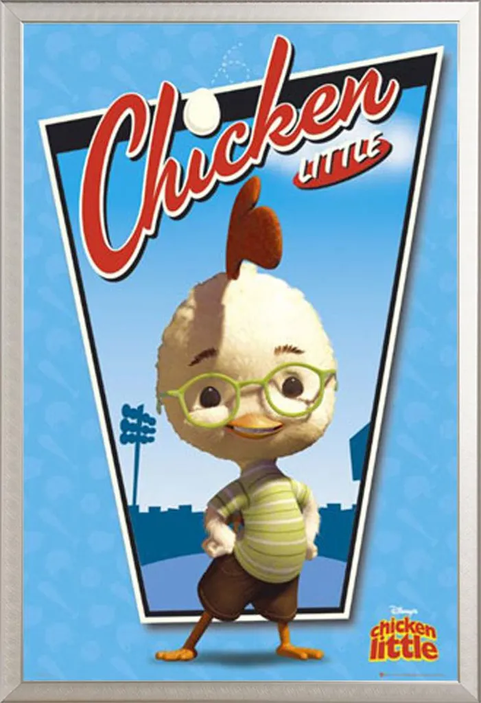 Cadre photo alu argent incassable avec affiche Chicken Little