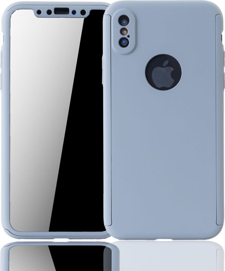Handyhülle Schutzhülle für Apple iPhone XS Full Case Cover Displayschutz 360 Grau