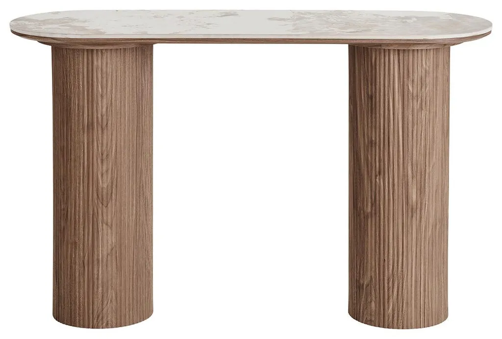 Petite console d'entrée Lysa 78 cm style scandinave marbre et bois