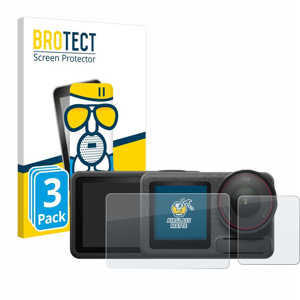 3x BROTECT Entspiegelungs Schutzglas für DJI Osmo Action 5 Pro (case-friendly) Schutzfolie Panzer Folie Glas Display Schutz matt