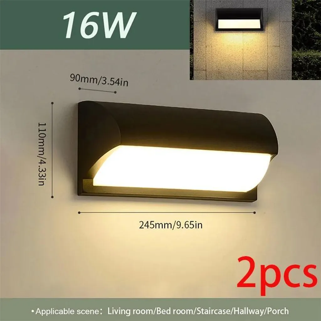 Applique Esterno LED 16W Bianco Caldo IP66 - Lampada Parete Robusta