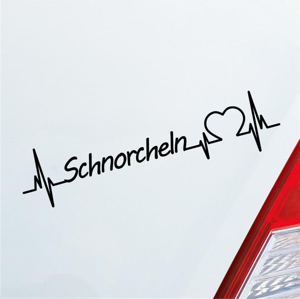 Auto Aufkleber Schnorcheln Herzschlag Tauchen Schimmen Sport Liebe 19x5 cm Schwarz Matt Sticker Heckscheibenaufkleber