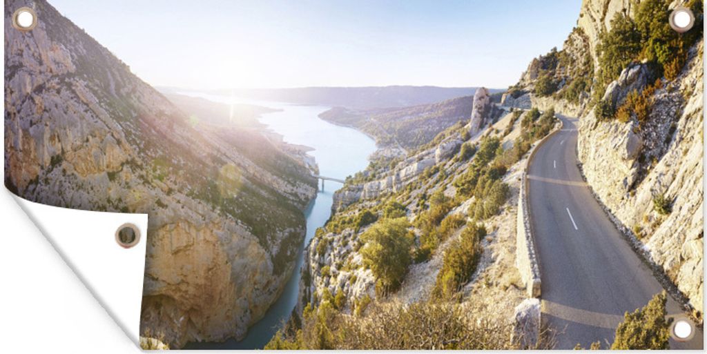 MuchoWow 60x30 cm Outdoor-Poster Gartendeko Sichtschutz Garten Poster für den Garten Sonnenuntergang in der Verdon-Schlucht in den Alpen