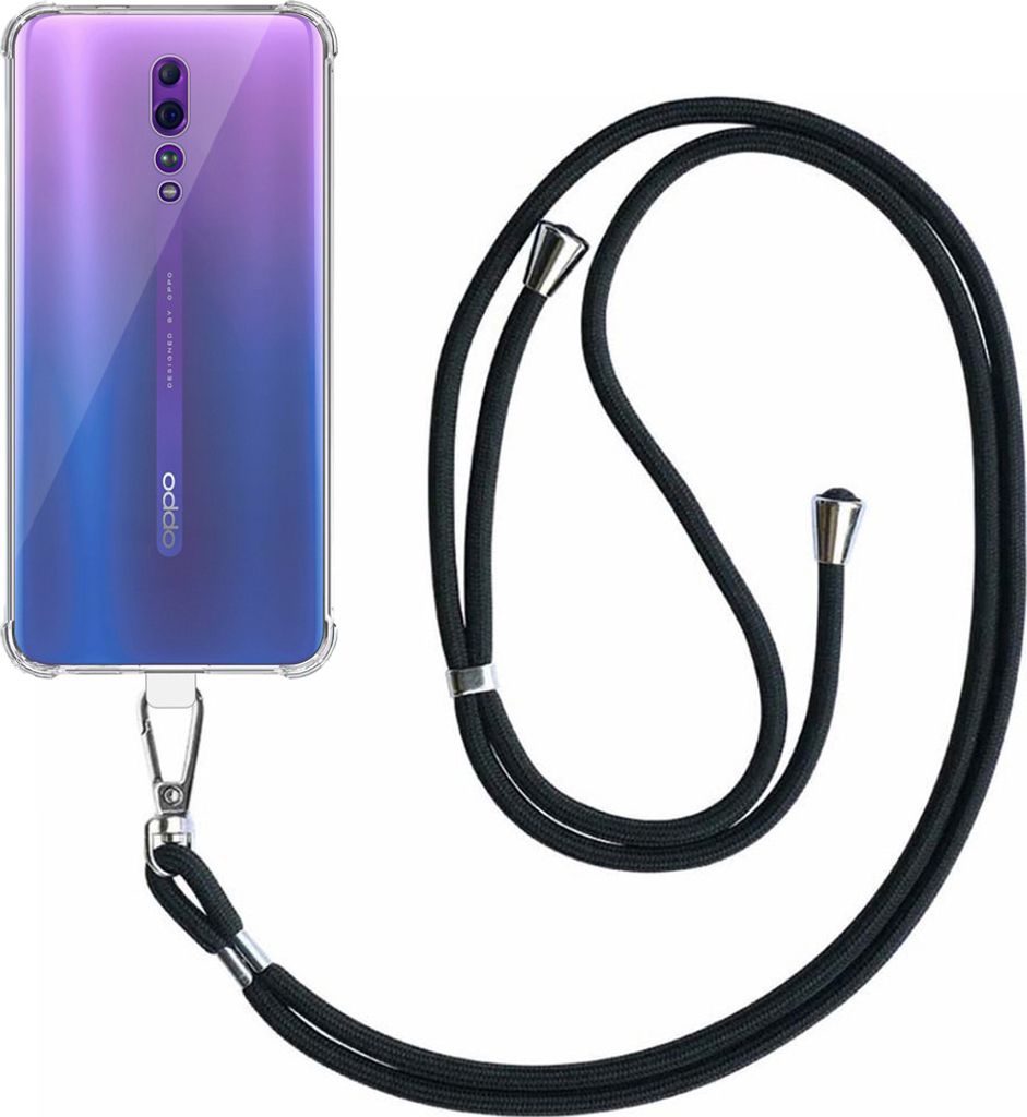 Handytasche passend für Oppo Reno Z Transparent Stoßfest mit abnehmbarem Universal-Telefonkabel - Backcover Case Silikon ShockProof mit Lanyard -...