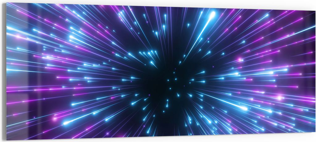 DEQORI Glasbild Echtglas 125x50 cm 'Lichter der Zukunft' Wandbild Bild modern Deko