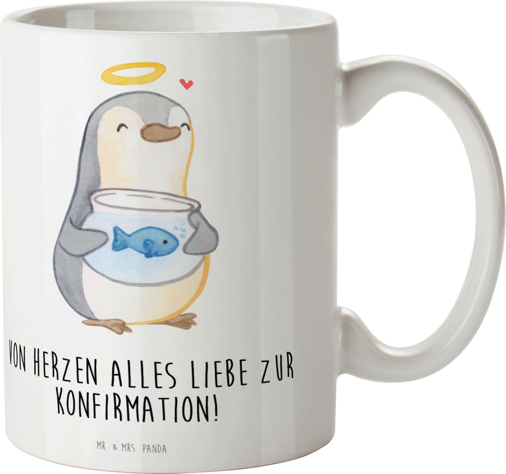 Mr. & Mrs. Panda Becher Pinguin Fisch - Weiß - Geschenk, Vertrauen, Konfirmation, Kaffeetasse, Kommunion, haferl, Pott, Kaffeebecher, Zuversicht, ...