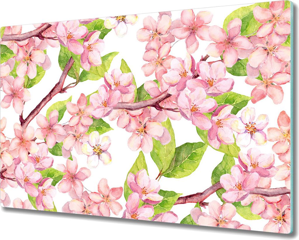 Glas Schneidebrett Herdabdeckplatten Schneideplatten - 80x52 cm - Kirschblüte