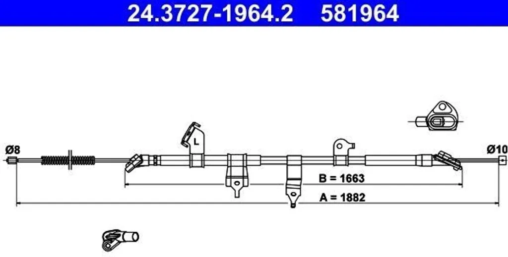 Cavo Freno Stazionamento ATE 24.3727-1964.2 Toyota RAV 4 III IV