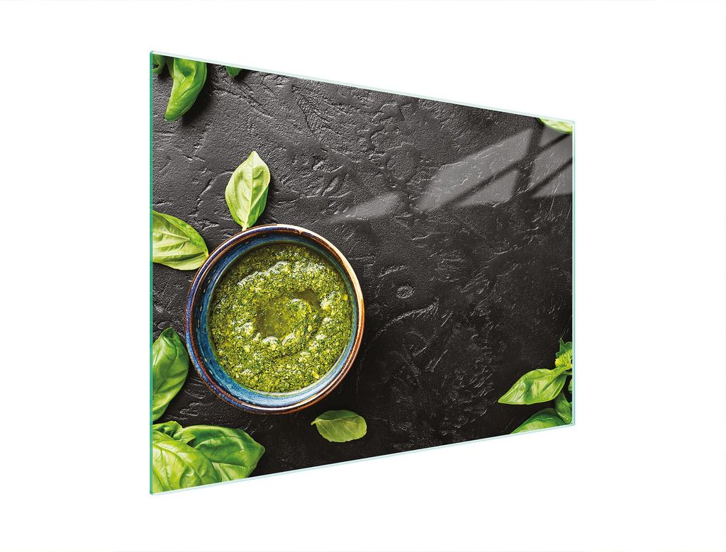 Glasschneidebrett 30x22 Basilikum