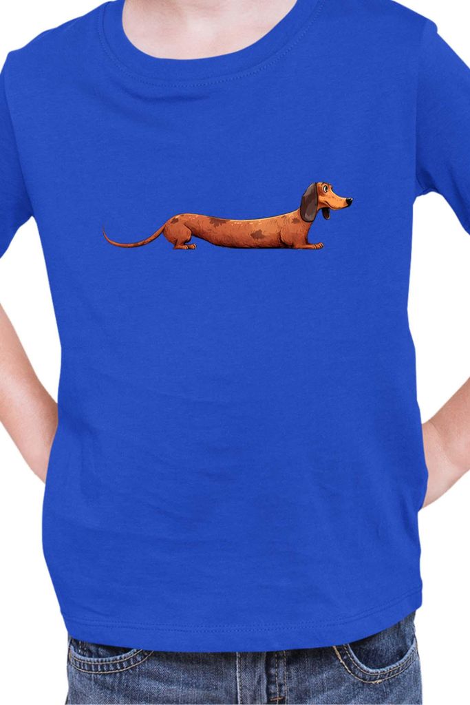 Kinder T-Shirt Funny Dogs Breeds Dachshund Dog Breed 020, 5-6 Jahr - 116 / Blau