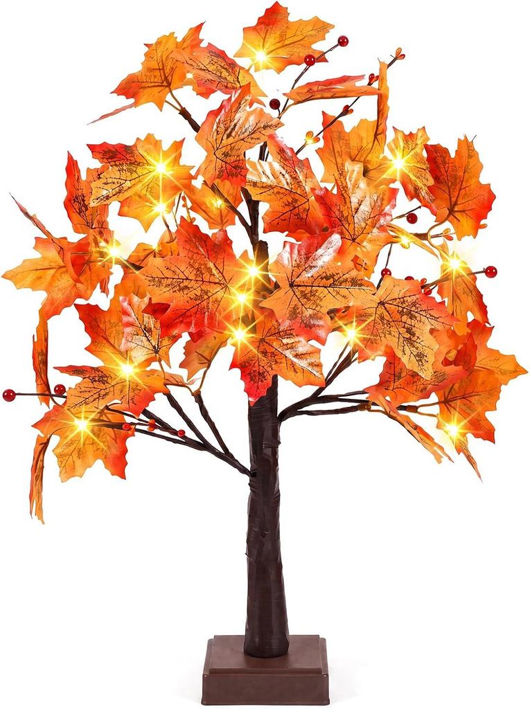 Herbstdeko Ahornblatt Lichterbaum mit 24 LEDs – 60cm LED Produktbild 