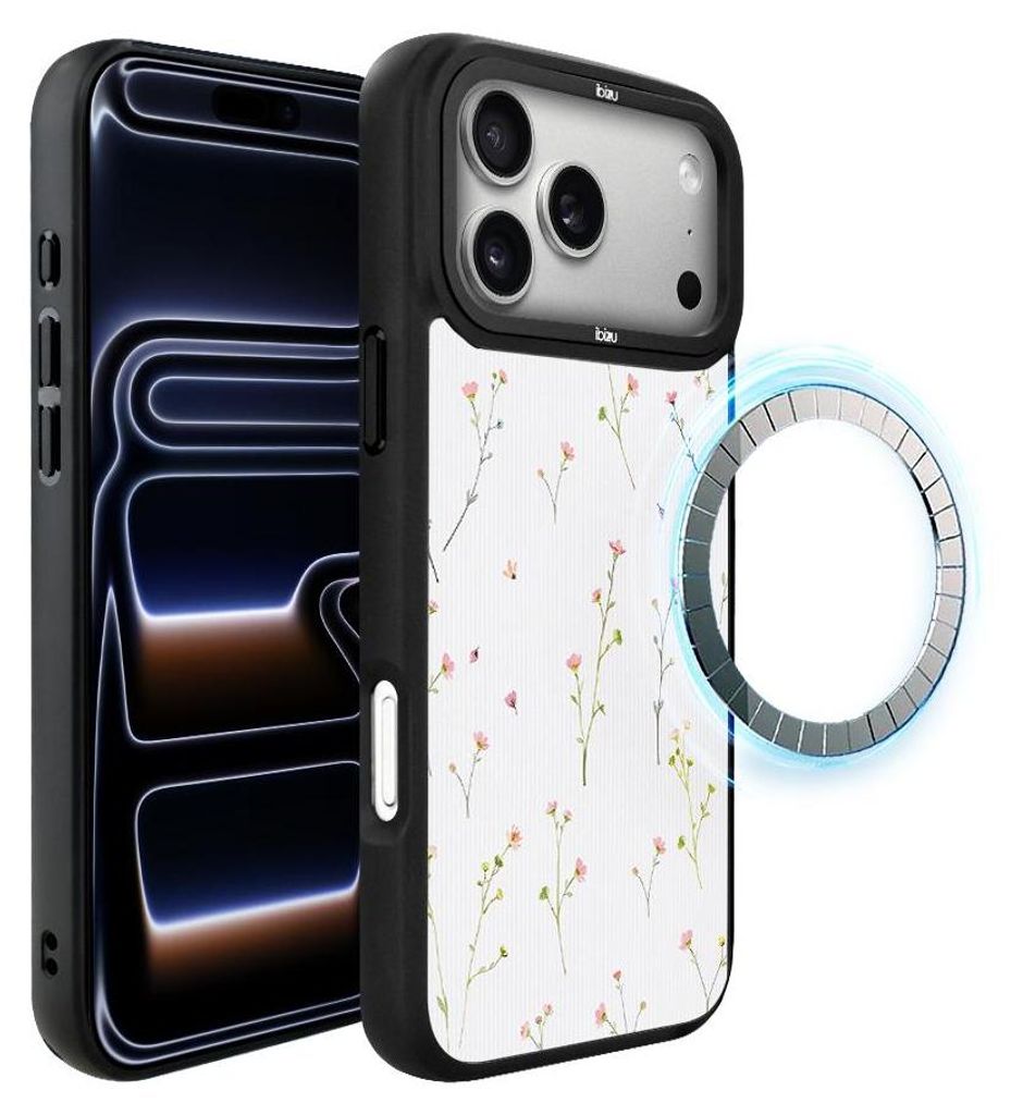 Schutzhülle für das iPhone 17 Pro, MagSafe-kompatibel, mattschwarze Seiten, Wiesenblumen