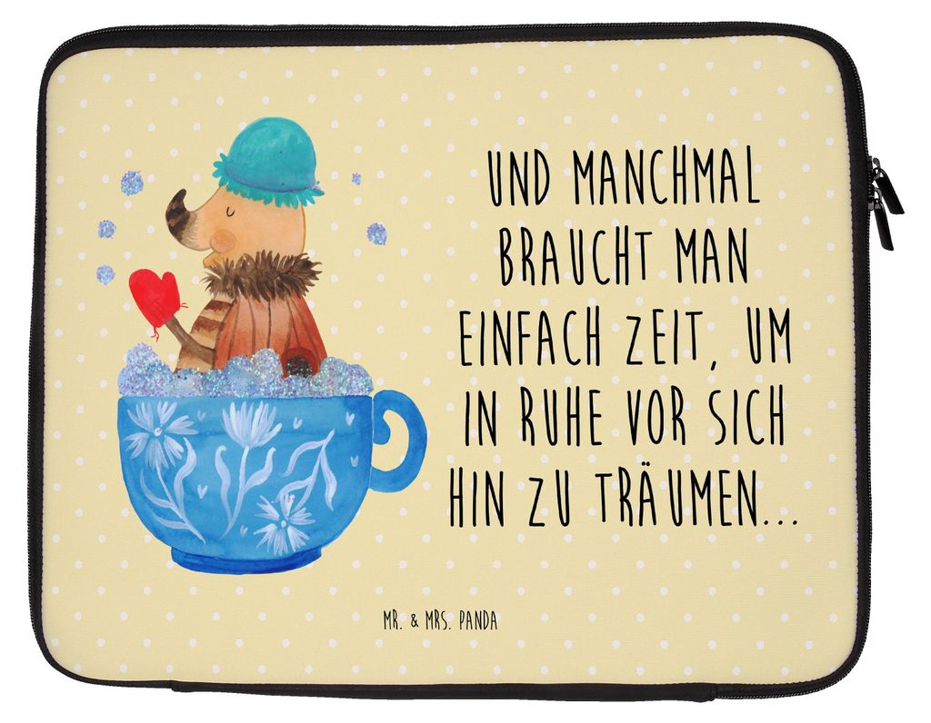 Mr. & Mrs. Panda Hülle Laptop Nachtfalter Schaumbad 27 x 36 cm - Gelb Pastell - Geschenk, Tasche, Notebook, Bad, Notebooktasche, Tasse, Case, Bade...