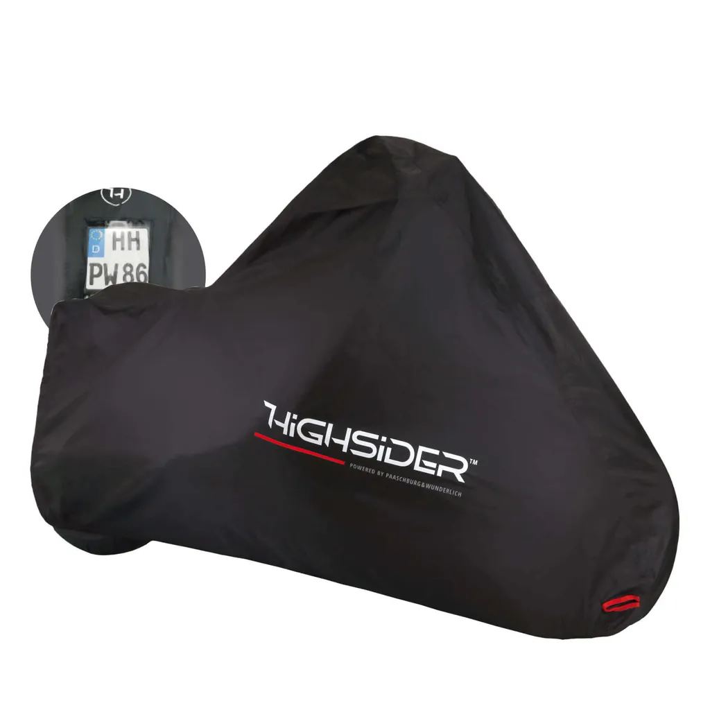 HIGHSIDER Bâche Moto Extérieure avec Fenêtre Plaque Immatriculation