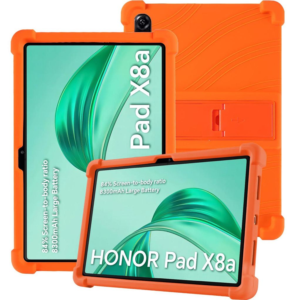 Tablet Hülle für Honor Pad X8a / Pad X8b 11", Stoßfeste Weiches Silikon Schutzhülle mit Standfunktion Orange