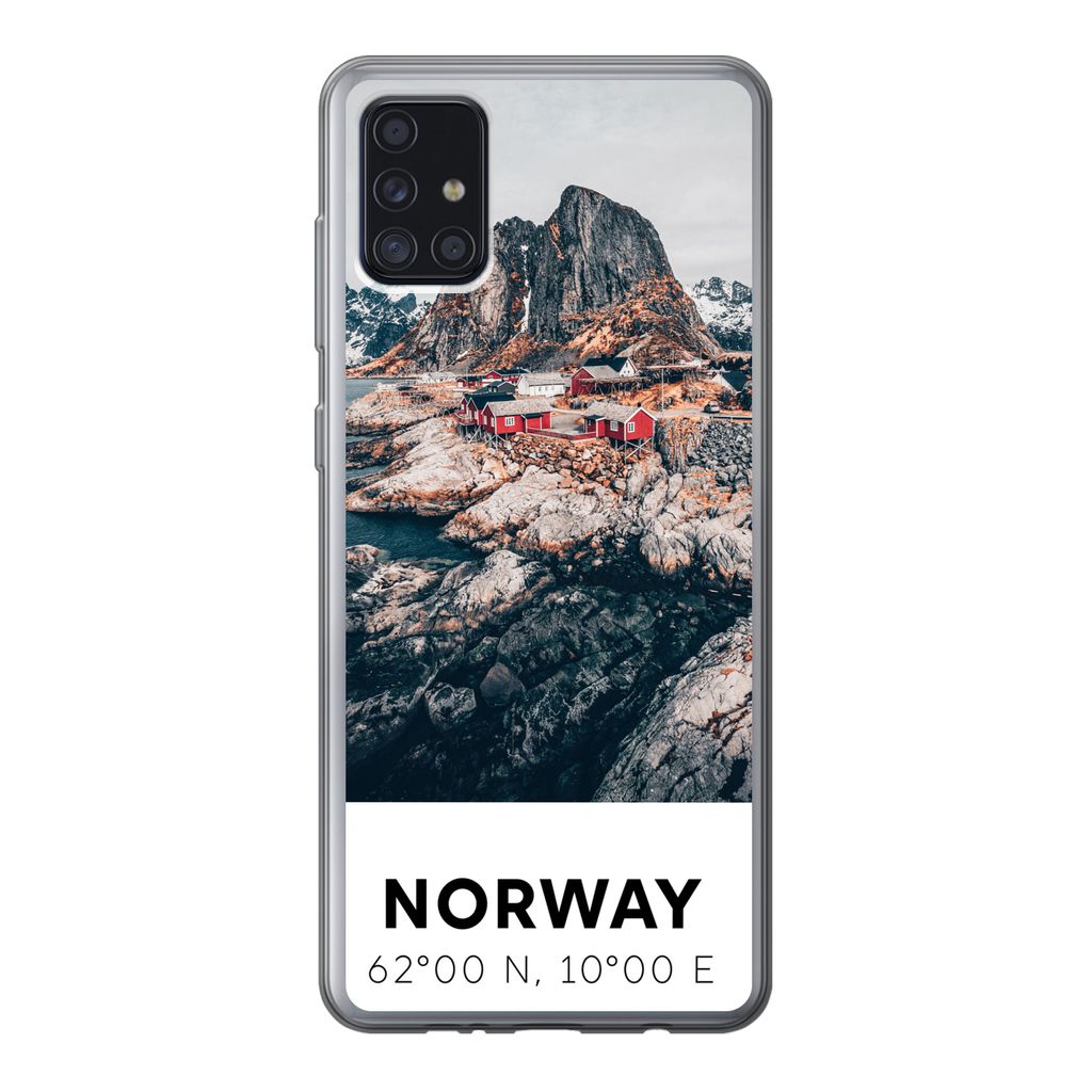 MuchoWow Handyhülle Schutzhülle Hülle für Samsung Galaxy A52 5G Norwegen - Wasser - Bergen Silikon Softcase Handy Hülle - Umschlag