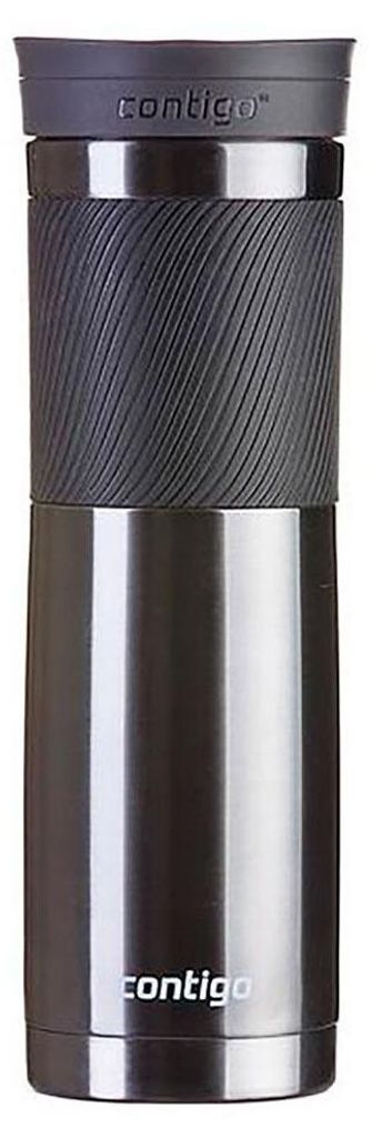 A close-up studio shot of a Contigo travel mug.