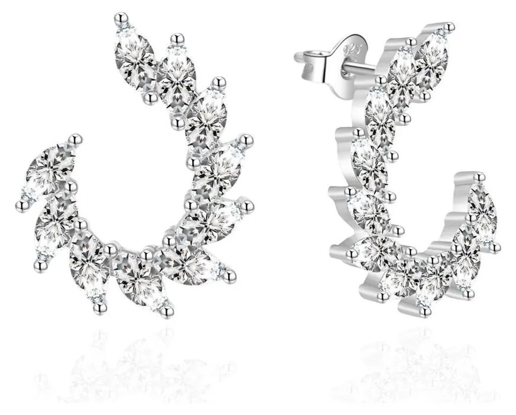 Puces d'oreilles en argent 925 et zircons brillants pour femme chic
