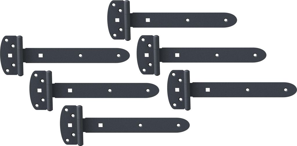 Alberts 840655 Kreuzgehänge, Ovado, mit vernietetem Stift, graphitgrau kunststoffbeschichtet, Band 242 x 34 mm, Scharnier 90 x 45 mm, 6er Set