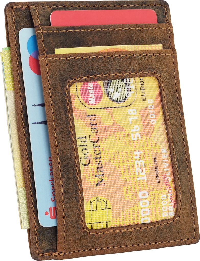 Kartenetui Portemonnaie Herren Geldbörse Super Smart Börse Geldbeutel Echt Leder RFID MANZA