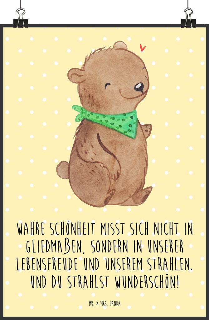Mr. & Mrs. Panda Poster Bär Dysmelie DIN A0 - Gelb Pastell - Geschenk, Deko Bild, wanddeko, drucke, Wandbild