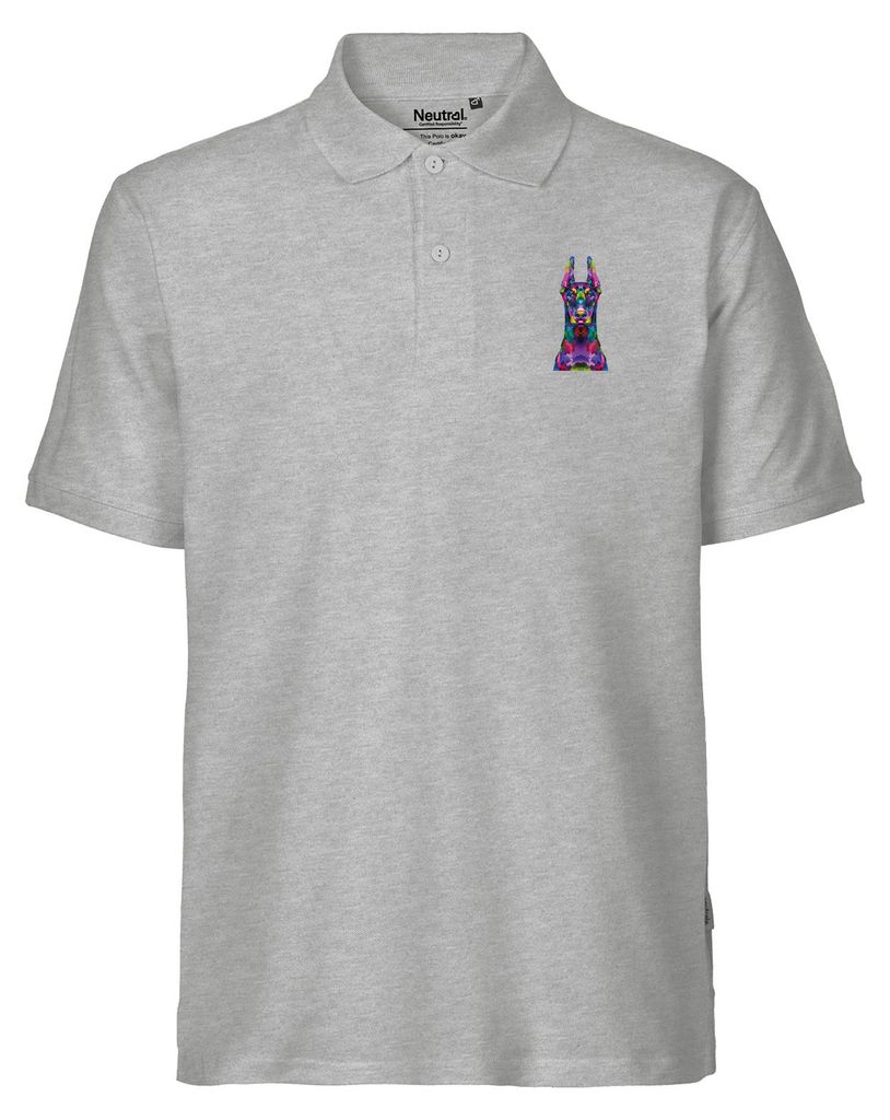 Huuraa Herren Polo Shirt Doberman Colorful M Sport Grey Bio Baumwolle Fairtrade Poloshirt Geschenkidee