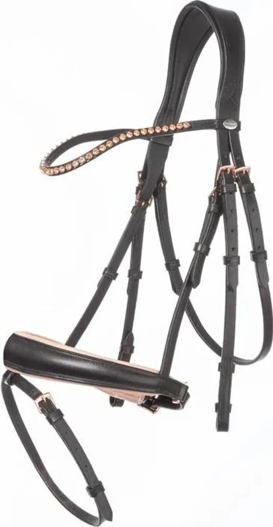Filet de dressage Kavalkade Rose muserolle combinée suédoise en noir