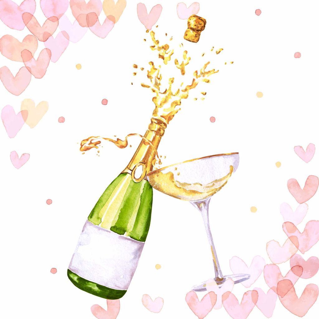 20 Servietten Hearts Bubbles - Champagner um Herzen 33x33cm Produktbild 