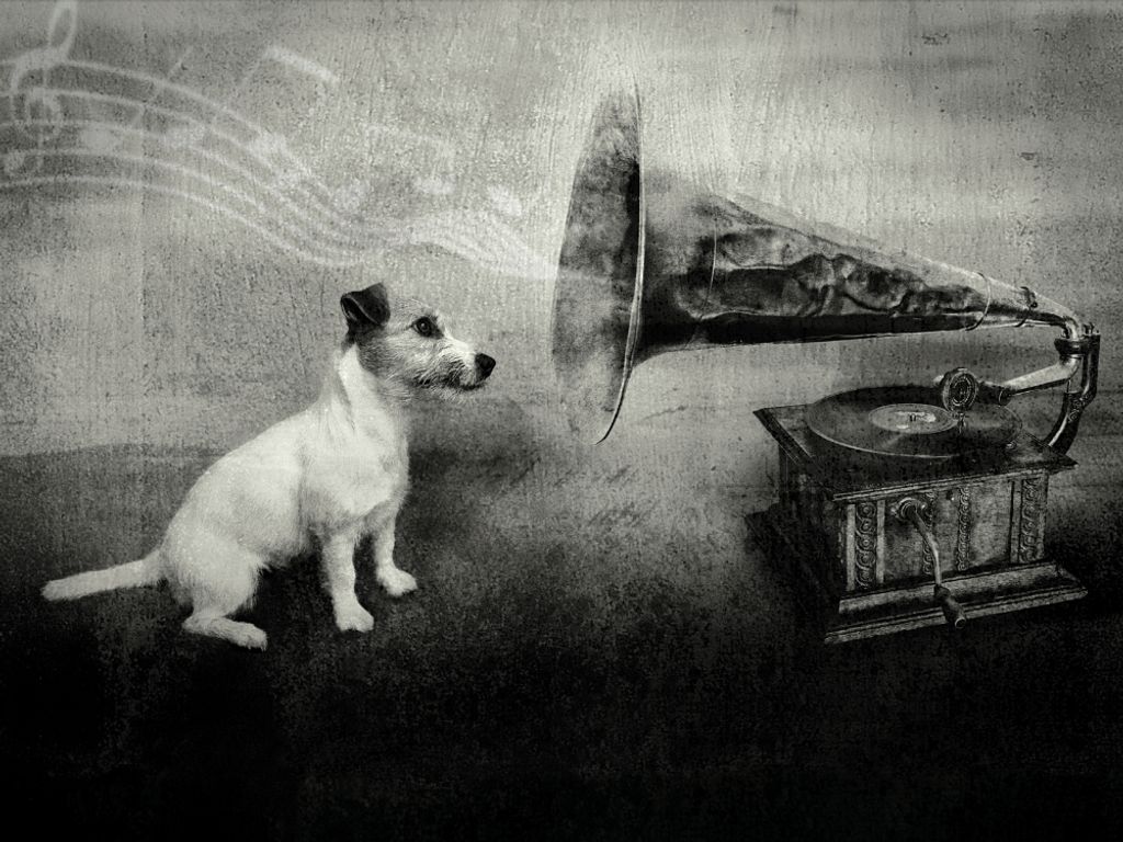 Hunde Kunstdruck Bild - His Master's Voice, Jack Russell Terrier (60 x 80 cm)