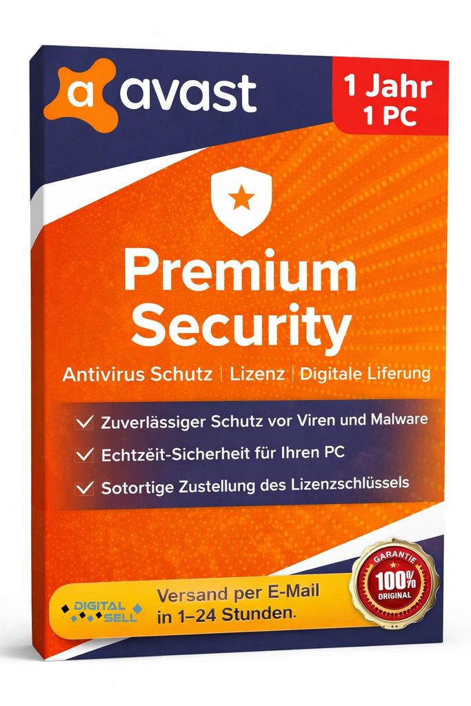Avast Premium Security 1 Jahr | 1 PC | Antivirus Schutz | Lizenz | Lieferung per E-Mail