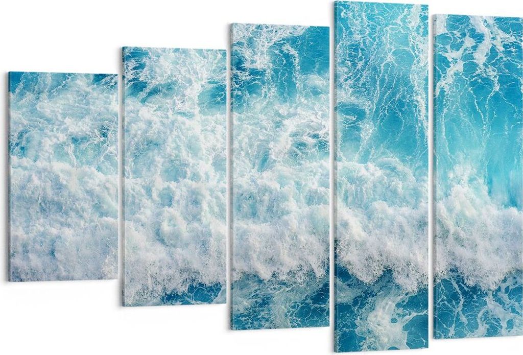 Bild auf Leinwand - Leinwandbild - Meer Welle Ozean - 150x100cm - Wand Bild - Wanddeko - Leinwanddruck - Bilder - Kunstdruck - Wanddekoration - Lei...