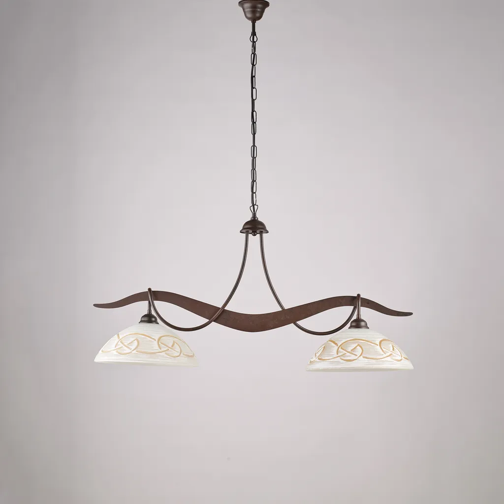 Bilanciere Bilbao Ferro Nero e Ruggine - Lampadario Country Chic 89cm - 2