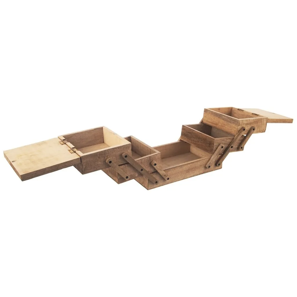 Travailleuse de Couture en Bois Mango - Boîte de Rangement Extensible