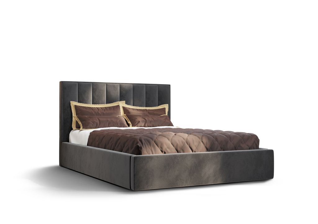 Polsterbett Alezio, A: 120 cm x 200 cm, Farbe: Monolith92 (Grau), Bett mit Stauraum, Doppelbett, Bett 120x200cm, Bett mit Matratze