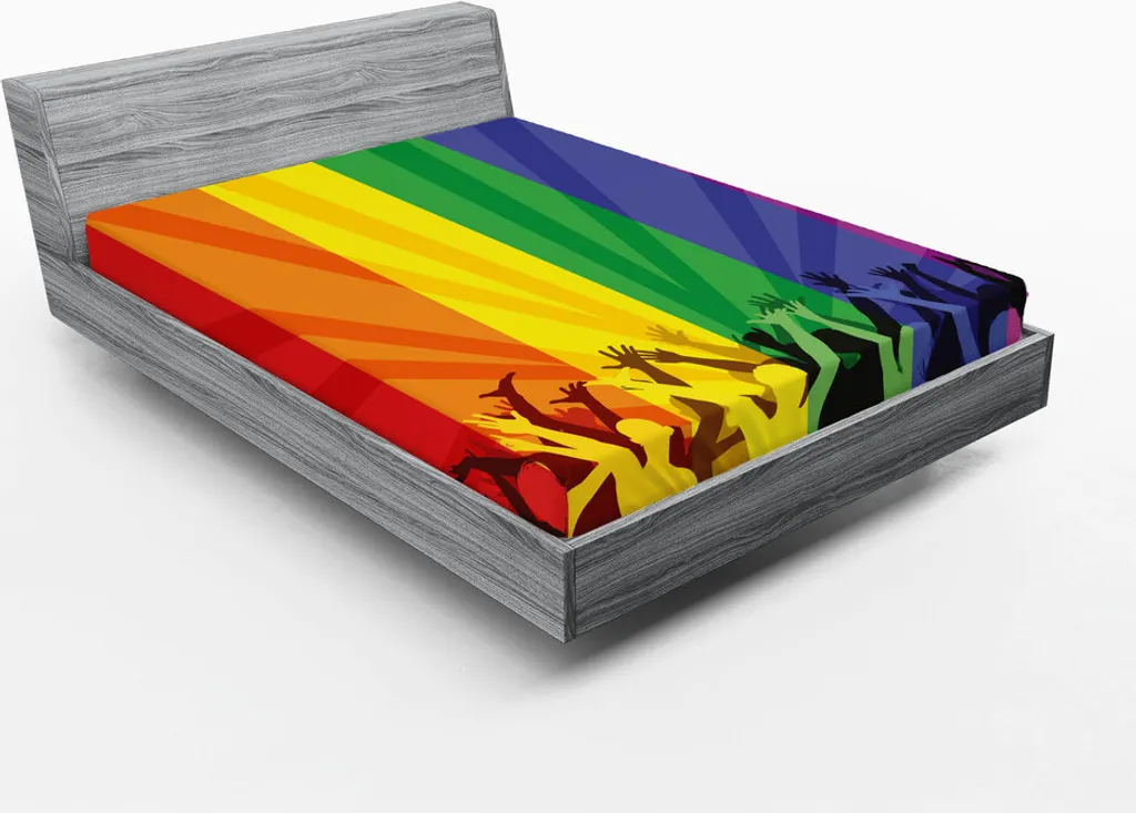 Drap-housse 180x200 Multicolore Pride, Linge de Lit Rayé pour Adulte