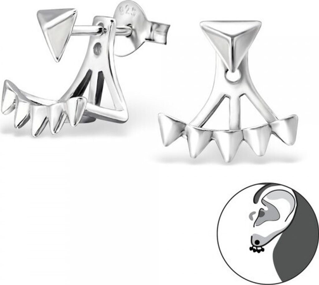 Doppel Ohrstecker Silber: Spikes Dangle Ear Jacket Cuff „Dreieck Schmuck“