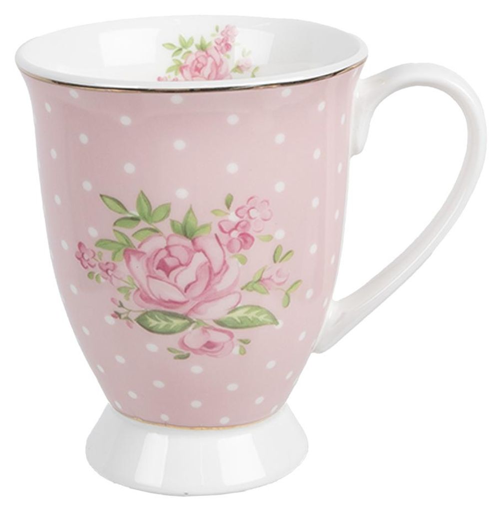 Clayre & Eef Tasse 300 ml Rosa Violett Porzellan Rosen Produktbild 