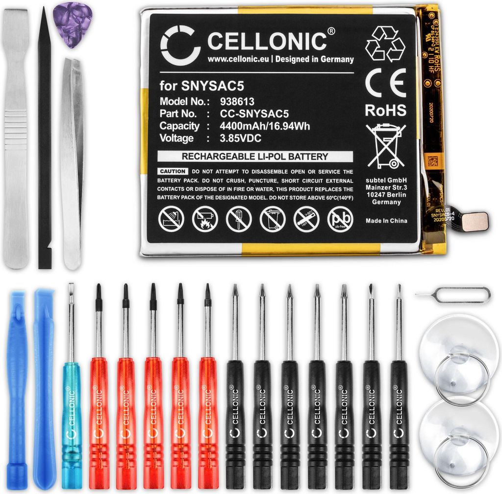 CELLONIC 1x Akku für Mobilfunk Kompatibel mit Sony Xperia 10 III, SNYSAC5 - (4400mAh , 3.85V) + Werkzeug-Set