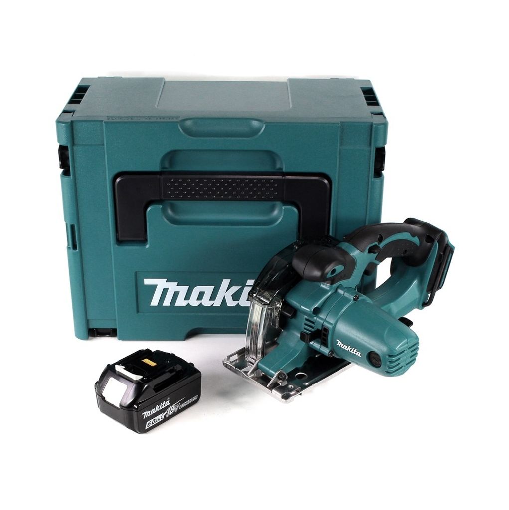 Makita DCS 552 G1J 18 V Akku Metall Handkreissäge 136 mm im Makpac + 1x 6,0 Ah Akku + Sägeblatt und Schutzbrille - ohne Lader