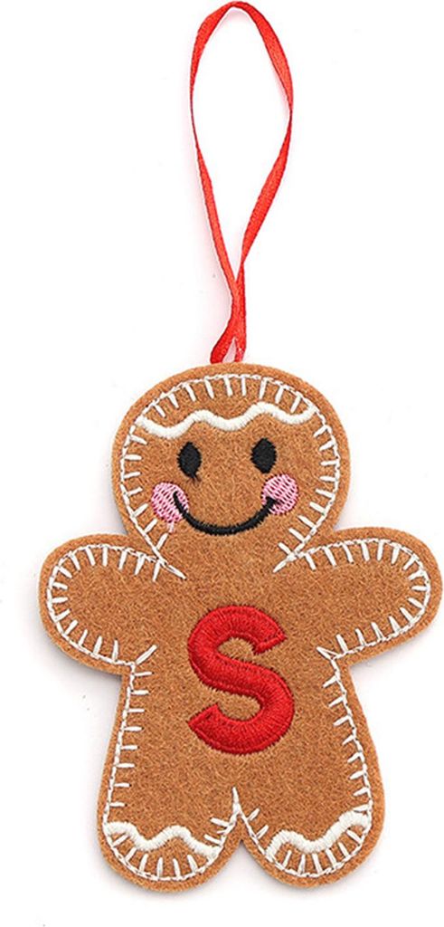 Lebkuchenmann-Ornamente, Initialen-Alphabet-Monogramm, Lebkuchen-Hängeornament, Familienname, Weihnachtsbaumschmuck