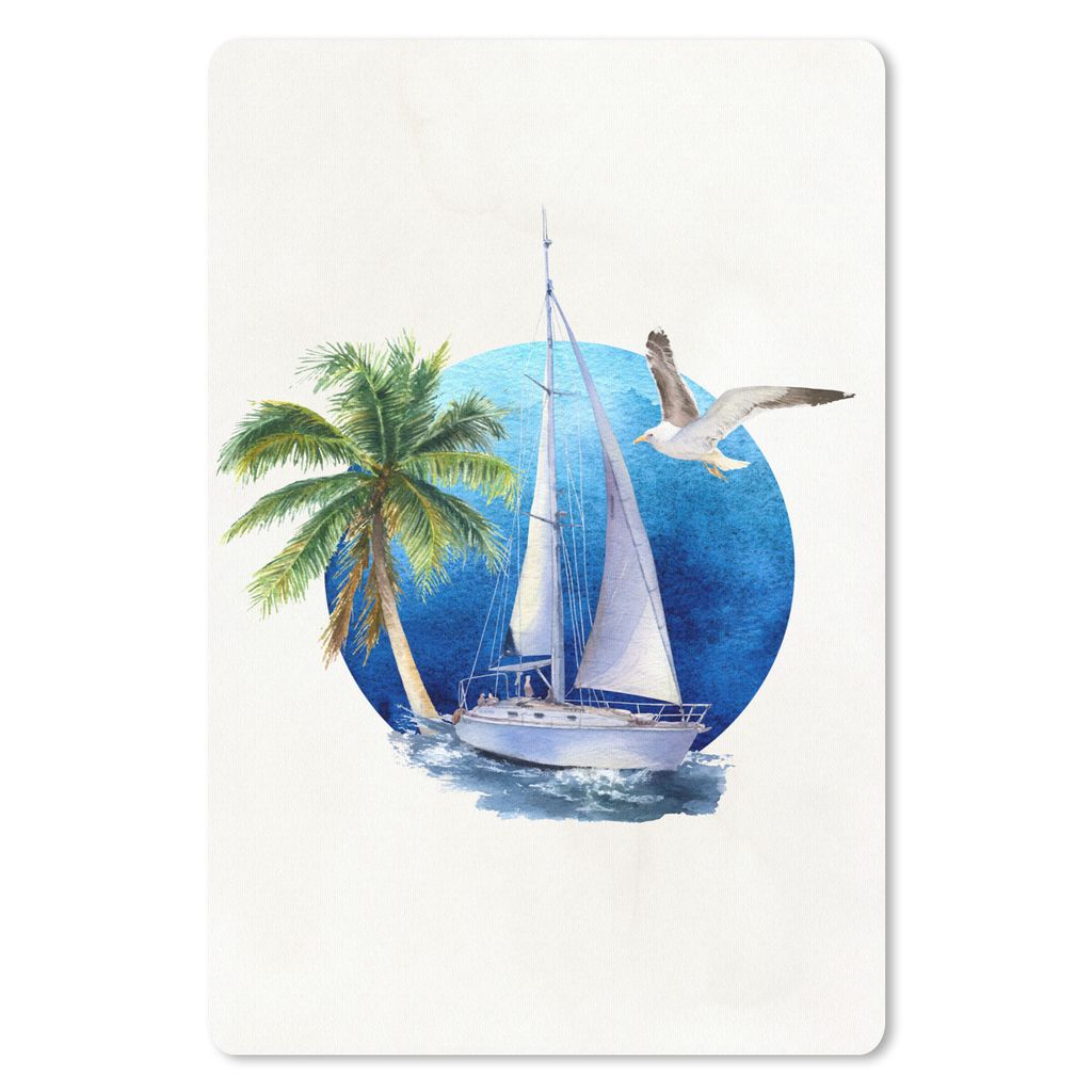 MuchoWow Mauspad Mousepad Segelboot - Meer - Aquarell 40x60 cm - Mousepads - Maus Mat - Pad - Mausunterlage - Schreibtisch Accesoire