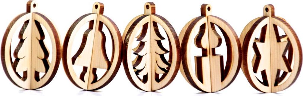 Holz-Christbaumanhänger zum Zusammenstecken (5 Motive)