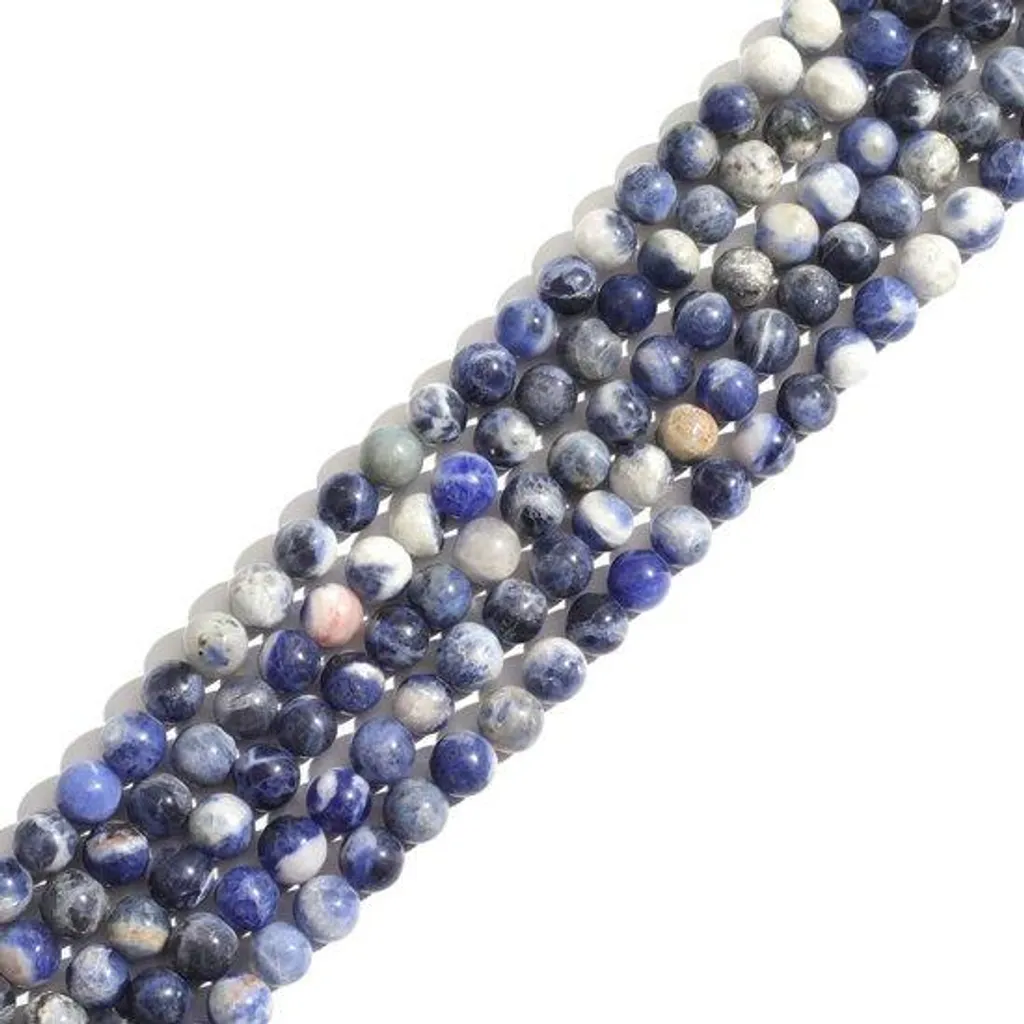 Sodalite 6 mm : perles lisses anti-stress pour vos bijoux bien-être
