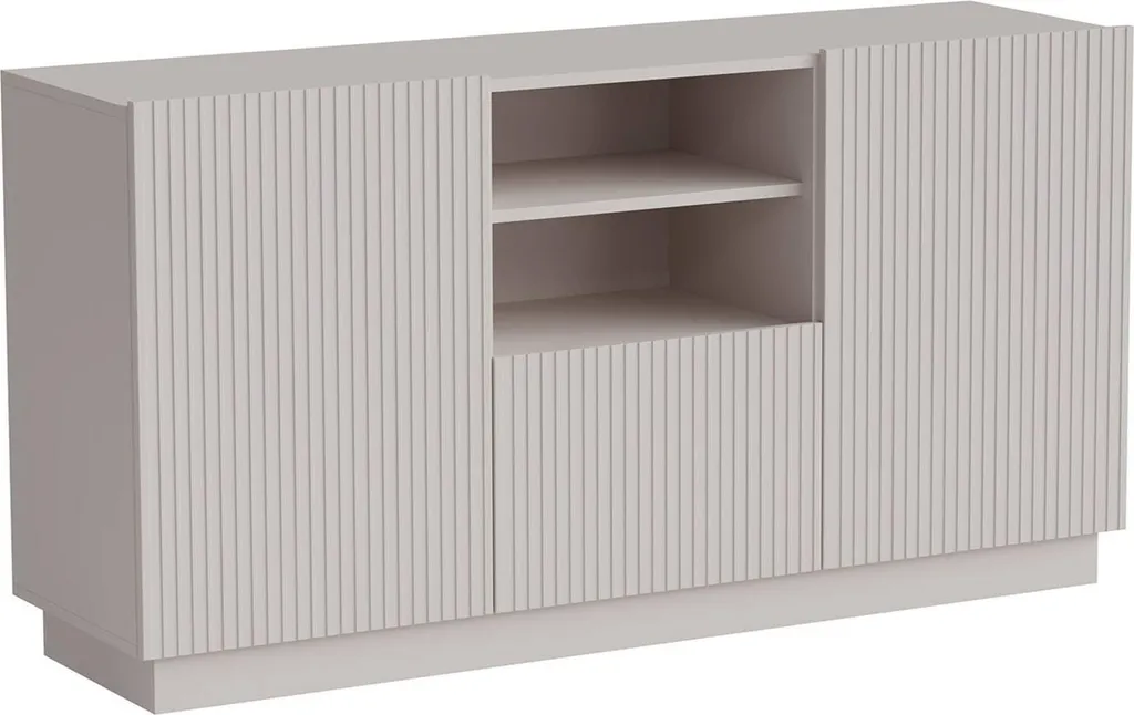 Grand Buffet de Salon Beige Serchio 150 cm - Bahut Design 4 Niches